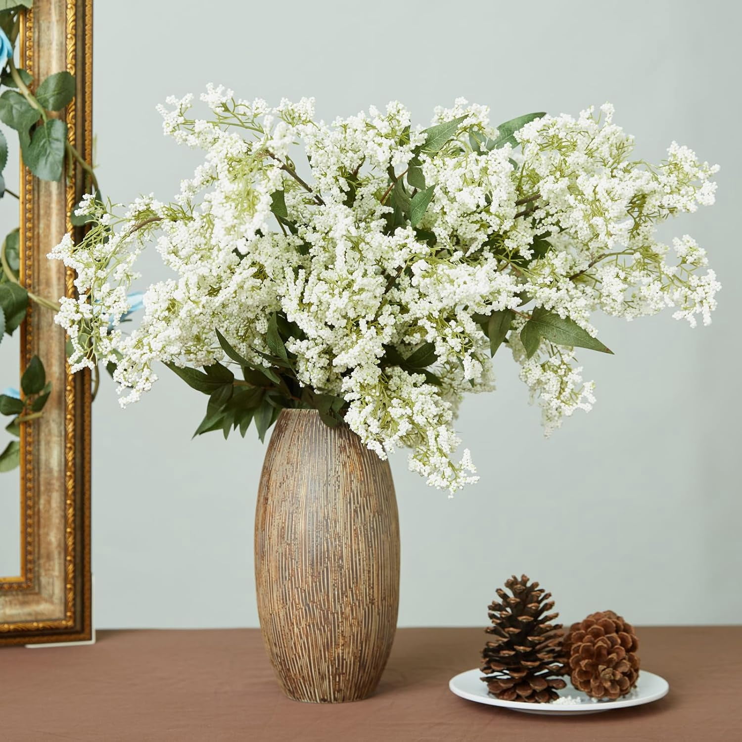 1 Pcs Artificial Dusty Plum Berry Stem, Spring Faux Flowers Picks Branches Fake Realistic Sedum Stem Spray for Wedding Holiday Seasonal Farmhouse Mantel Harvest