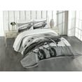 thumbnail image 3 of Ambesonne Vintage Airplane Quilted Bedspread Set 3 Pcs, Old Airliner, King Size, Grey Black, 3 of 5