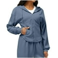 thumbnail image 1 of bbymog Chandails en Molleton à Capuche Décontractés Oversize Unis à Manches Longues pour Femmes Bleu P, 1 of 9