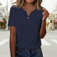 thumbnail image 5 of Bovemsi Women's Short Sleeved T Shirt V Neck Top Fashionable Casual Short Sleeved Shirt, Blue Women's Summer Short Sleeve T-Shirts, M, 5 of 8