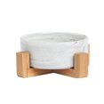 thumbnail image 1 of Plato de cerámica de mármol para gatos y perros con soporte de madera, sin derrames, comida para mascotas, alimentador de agua, gatos, perros pequeños, 1 of 5