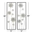 thumbnail image 5 of DecMode Gray Metal Floral Wall Decor with Black Frame (2 Count), 5 of 11