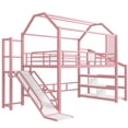 thumbnail image 3 of ChenyueFurn MDF+Metal Noise-free Design Full Loft Bed with Slide and Stairs Pink, 3 of 18