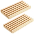 thumbnail image 1 of Wooden Domino Racks Domino Trays Holders Organizer Natural Wood Domino Trays with 5 Tilted Rows for Mexican Train Chickenfoot Mahjong and Other Domino Games, 1 of 7
