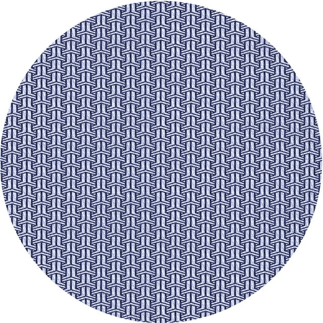 Ahgly Company Tapis d'Intérieur Rond Lavable en Machine Bleu Transitionnel, 8 Pieds Rond