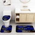 thumbnail image 3 of 4 Piece Shower Curtain Sets, Blue Rose Flower Floral Plant with Non-Slip Rugs, Toilet Lid Cover and Bath Mat, for Bathroom Decor Set, 72" x 72", 3 of 12