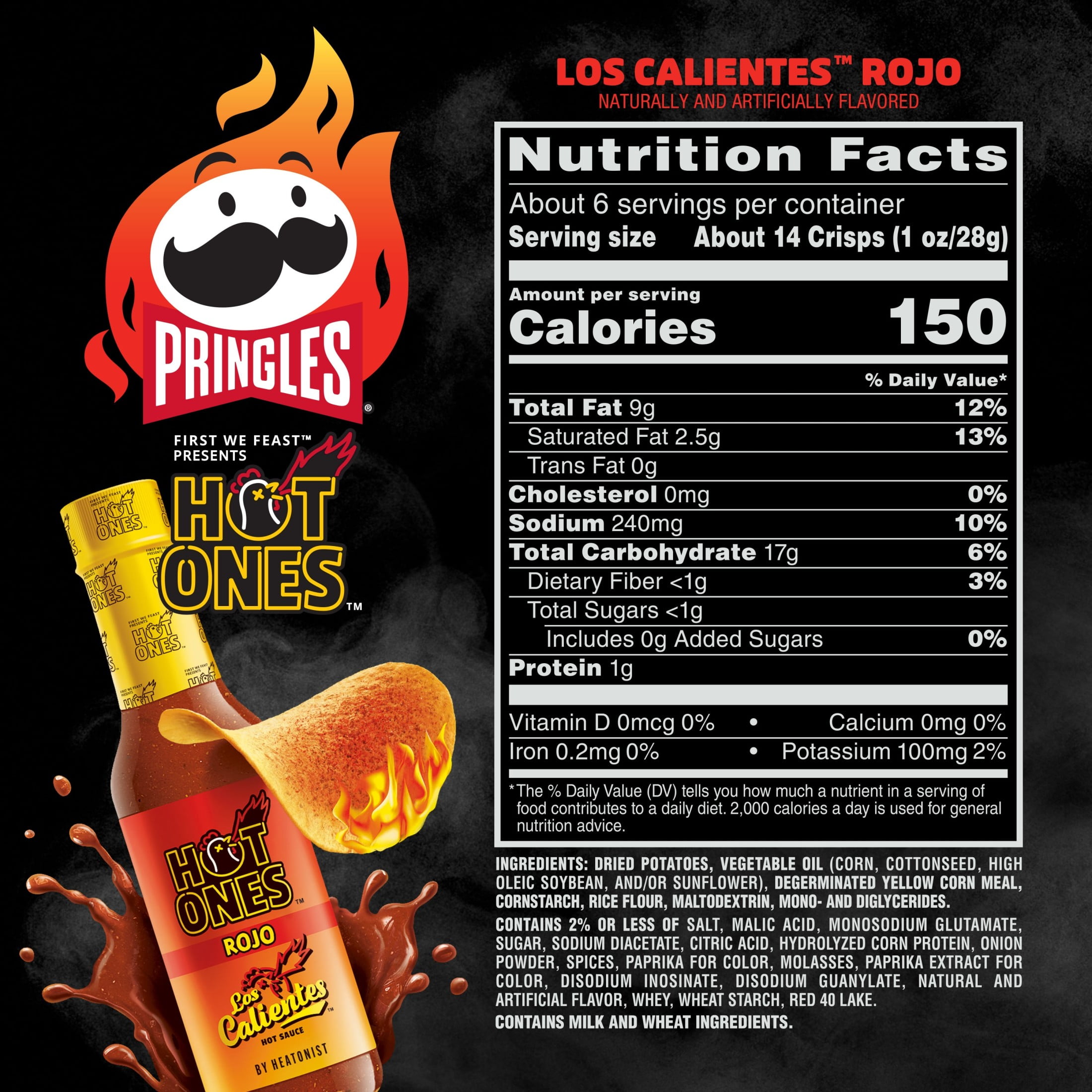 (14 pack) Pringles Rojo Potato Crisps Chips, Lunch Snacks, 5.5 oz Canister