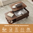 thumbnail image 2 of Pusnapku 39" Lift Top Coffee Table, Fluted Rectangle Center Table with Hidden Storage and Sliding Door, Wood Accent Desk for Living Room, Home Office, 2 of 9