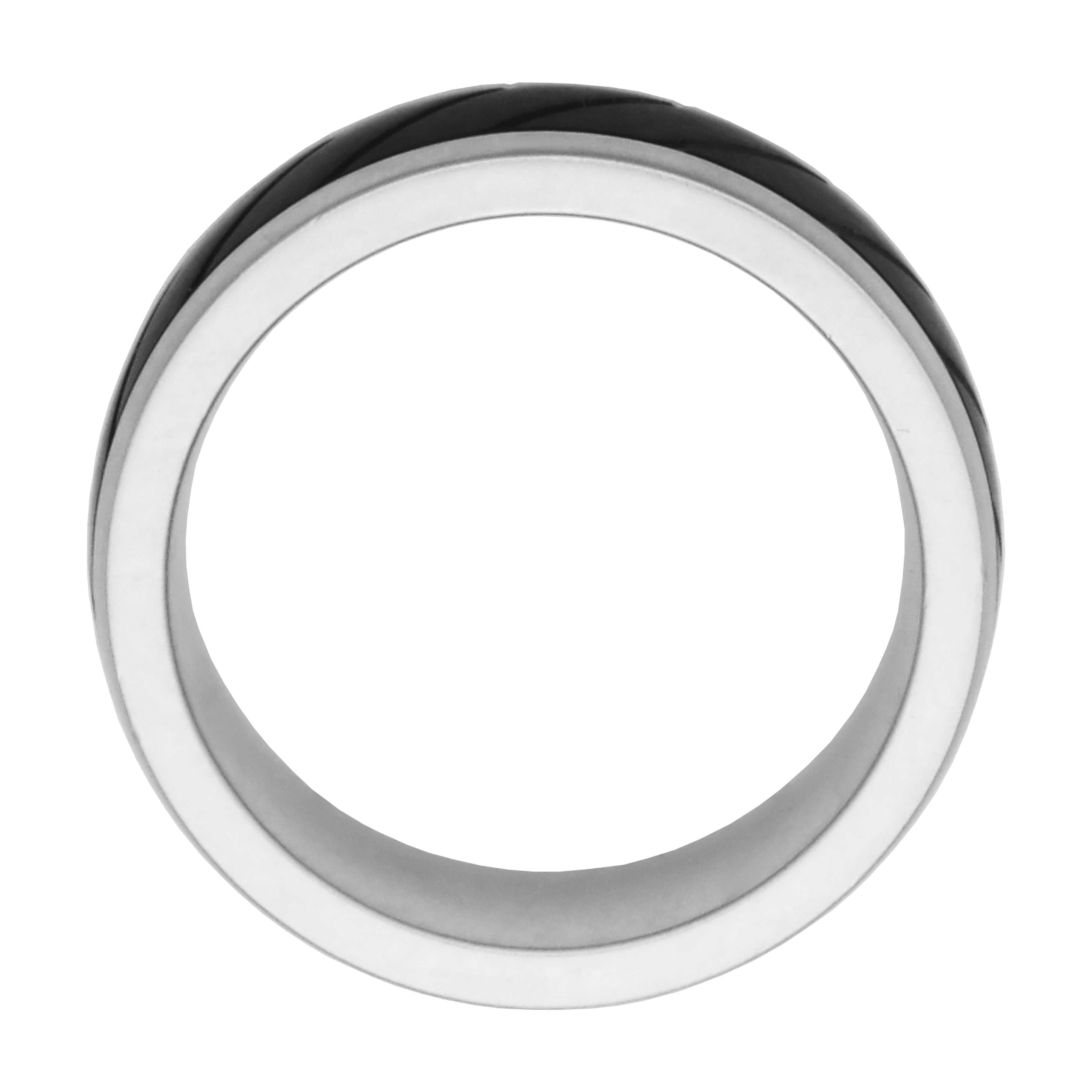 Sapphire Tungsten and Titanium 8mm Matte Finish with Etched Black Inlay Comfort Fit Wedding Bands Rings for Men, Size 11.5