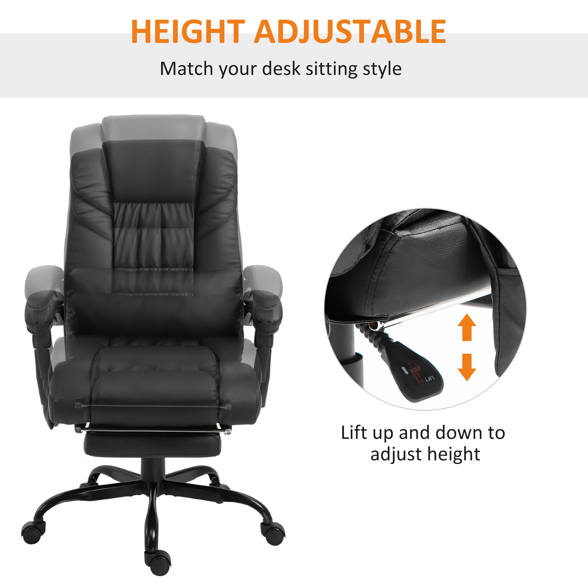 vibrating face wand Vinsetto High Back Vibration Massage Office Chair with 6 Points, Height  Adjustable Reclining Office Chair with Retractable Footrest and Remote,  Gray : Target main image 0