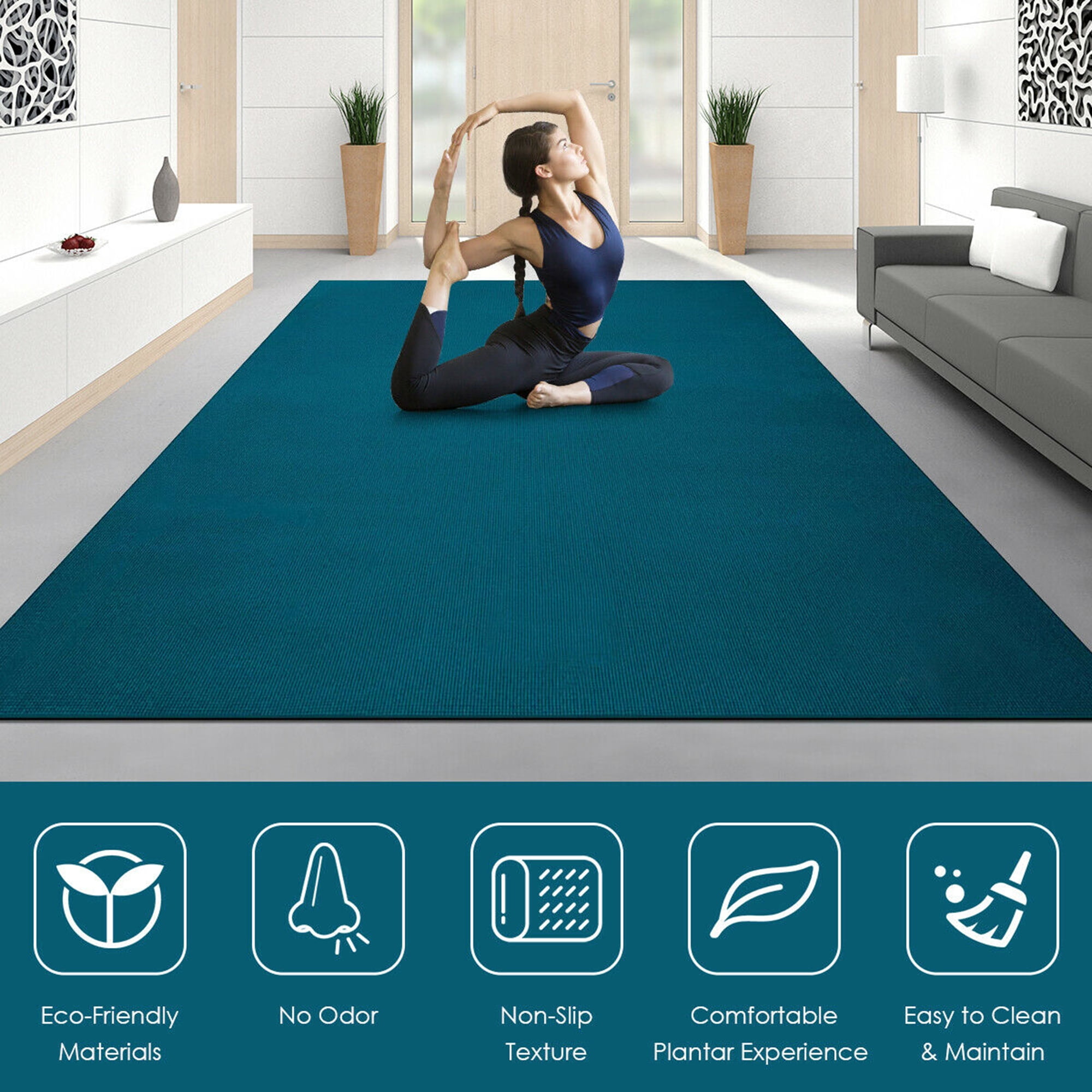 Gymax Heavy Duty Exercise Fitness Mat 6 x 4 x 8mm Wide Tear Resistant Blue Walmart