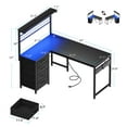 thumbnail image 6 of Casacomoda 43 inch L Shaped Desk with 4 Storage Drawers, Reversible L Shaped Gaming Desk with Power Outlets & LED Lights, Computer Desk with Movable CPU Stand & Hutch for Home Office, Black, 6 of 9
