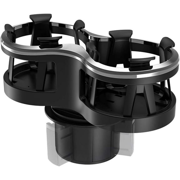iSaddle Car Cup Holder Extender with Adjustable Mounting Base - Cup Slot 1-2 Splitter Expander Organizer Fits Vehicle Boat Truck RV Holds Standard Drinks Water Bottles