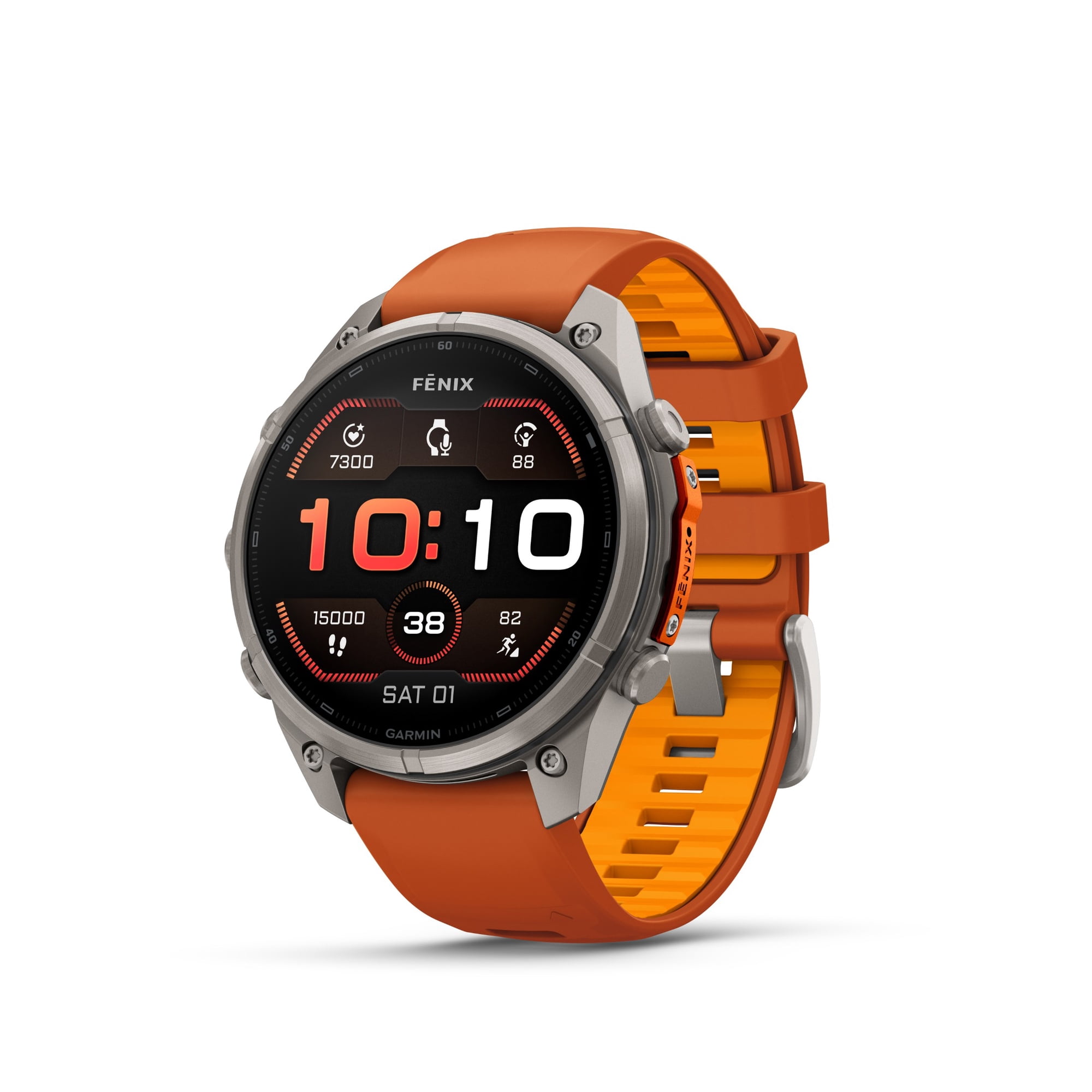 Garmin fenix 9 Pro – 47 mm Titanium with Autumn Orange/Spark Orange Silicone Band