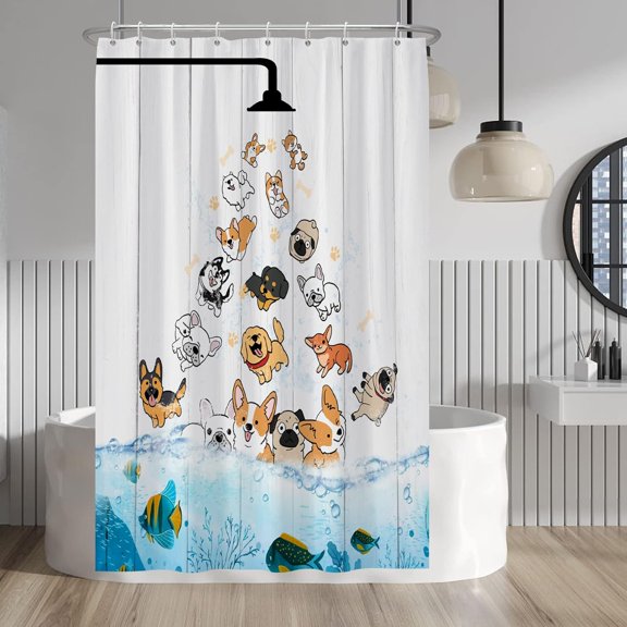 Nature Landscape Shower Curtain Summer Forest River Jungle Waterfall Lake Window Scenery Shower Curtains Decorative for Bathroom Waterproof Fabric Shower Curtain with Hooks 48x72 Inches