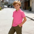 thumbnail image 7 of Amidoa 3 Pack Children's Polo Shirts Short Sleeve – Boys Girls Casual Sport Performance Tee Set Solid Color School Uniform,Pink Size 12, 7 of 7