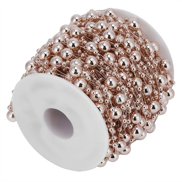 Sonew 30M Rose Gold ABS Imitation Pearl String Beads Chain for DIY Craft Garland Wedding Centerpieces Party Supplies,Pearl Bead String,Wedding Beads String