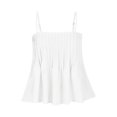 thumbnail image 4 of HaoXianJian Women's Camisole Spaghetti Strap Ruffle Hem Peplum Cami Top Frill Shirred Sleeveless Peplum Blouse, 4 of 6