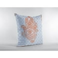 thumbnail image 2 of Hamsa Double Sided Suede Pillow, Zippered, Orange on Blue, 2 of 5