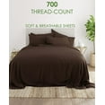 thumbnail image 2 of 6-PC Alaskan King Giza Sheets - (Extra Pillowcases, Fitted Sheet & Flat Sheet) 700-Thread-Count 100% Giza Cotton- 700TC Cotton, 18-Inches Deep Pockets - Chocolate, 2 of 7