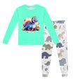 thumbnail image 2 of Pyjamas pour Enfants Garçons Ensemble de Pyjama Imprimé Dinosaure Col Rond Manches Longues Pantalon 2 Pcs Printemps Automne Pyjamas pour Enfants Vert Menthe 2 Ans-3 Ans, 2 of 5
