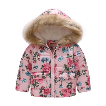

Winter Savings Clearance! Dezsed Flower Print Jacket For Children Winter Hooded Warm Windbreaker Casual Baby Boys Thick Coats Parka Outerwear Girls Coats Kids Clothes 1-6Years