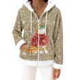 thumbnail image 6 of Women's Casual Fashion Long-Sleeve Zip-Up Fleece Hooded Cardigan with Christmas Print, Cozy and Warm for Winter Season,Khaki,L, 6 of 8