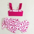 thumbnail image 7 of Fesfesfes 6-13Years Girls 3 Piece Swimsuits with Skirts Tropical Gradient Print Swim Bathing Suits Teen Girls'Beach Swimwear Strap Bikini Set(Pink#2,10-11 Years), 7 of 7