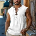 thumbnail image 2 of Dovford Mens Sleeveless Henley Shirts Casual Linen Blend Tank Tops Button Down Summer Beach Shirts for Men, 2 of 5