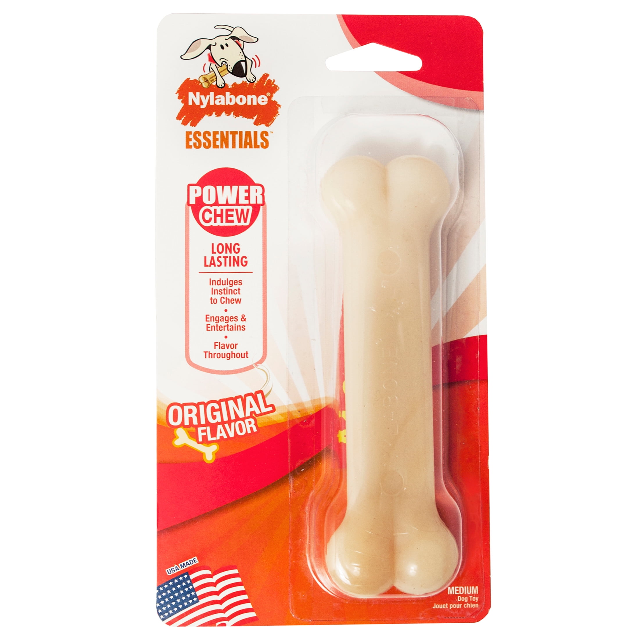 (3 pack) Nylabone Power Chew Original Bone Dog Toy, Dog Chew Toy, Original Flavor, Medium, 1 Count