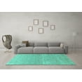 thumbnail image 3 of Ahgly Company Machine Washable Indoor Square Oriental Turquoise Blue Industrial Area Rugs, 7' Square, 3 of 4