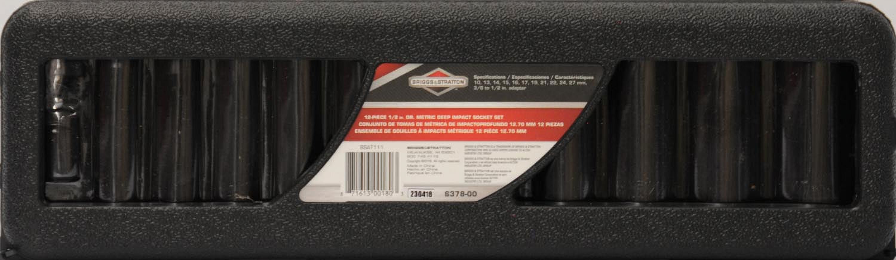 Briggs & Stratton BSAT111 12-Piece 1/2 in. Drive Metric Deep Impact Socket Set Briggs & Stratton BSAT111 12-Piece 1/2 in. Drive Metric Deep Impact Socket Set
