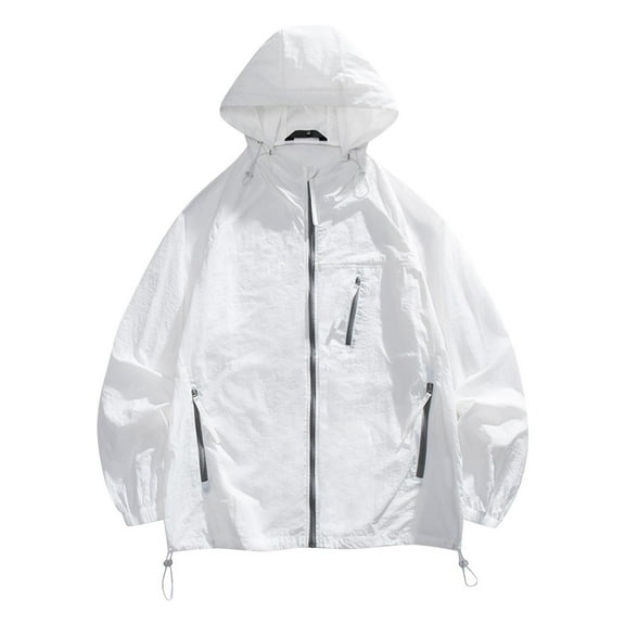 hotojiny Men's Rain Jacket Lightweight Quick Dry Windbreaker Full Zip Hoodies Fashion Outdoor Fishing Athletic Running Coat