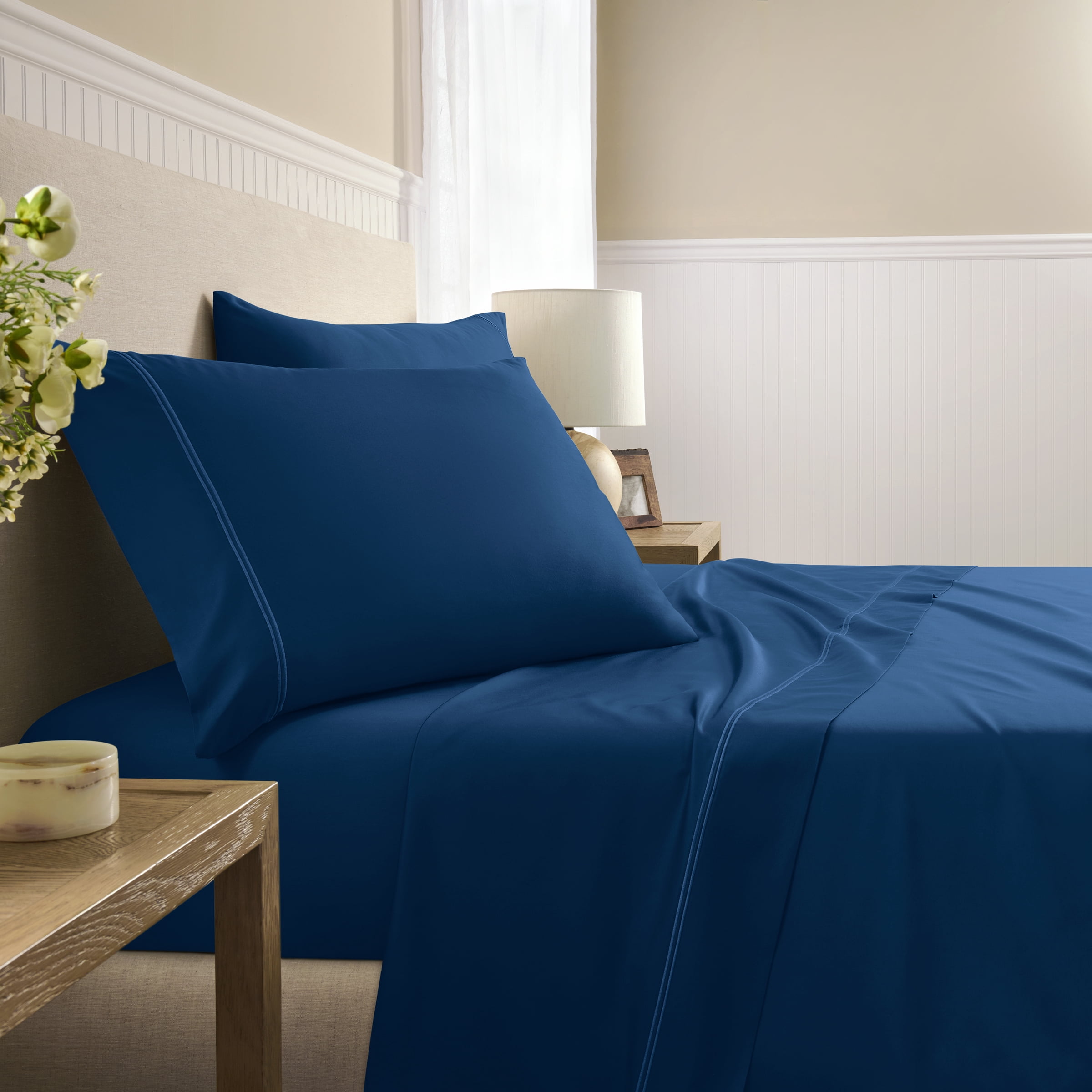 Wamsutta 1846 4-Piece 650 Thread Count Titan Egyptian Giza Cotton Sateen Bed Sheets, King-Deep Pocket