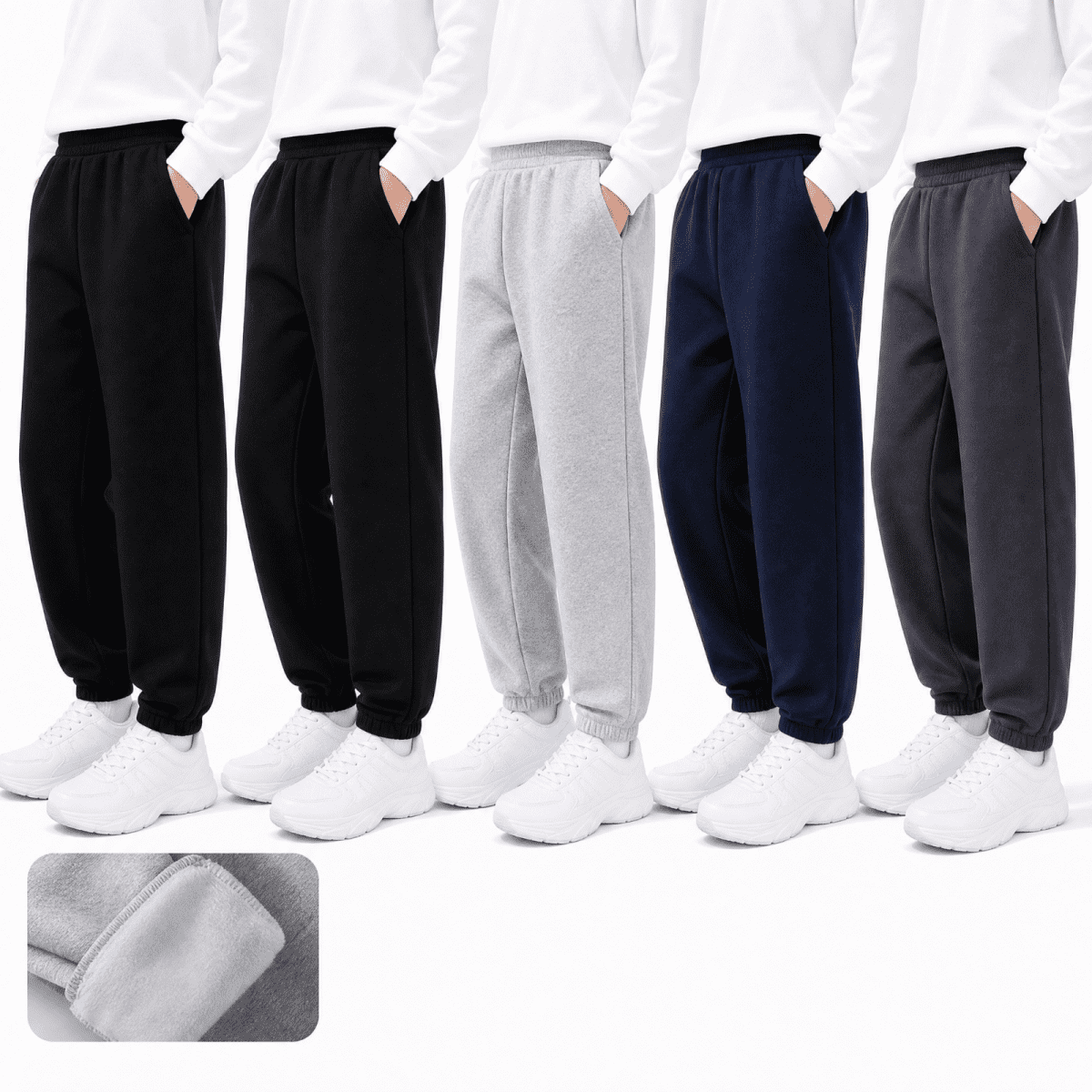 Girls Fleece Lined Sweatpants Toddler 5 Pack Jogger Pants with Pockets Kids Athletic Clothes 2T-14