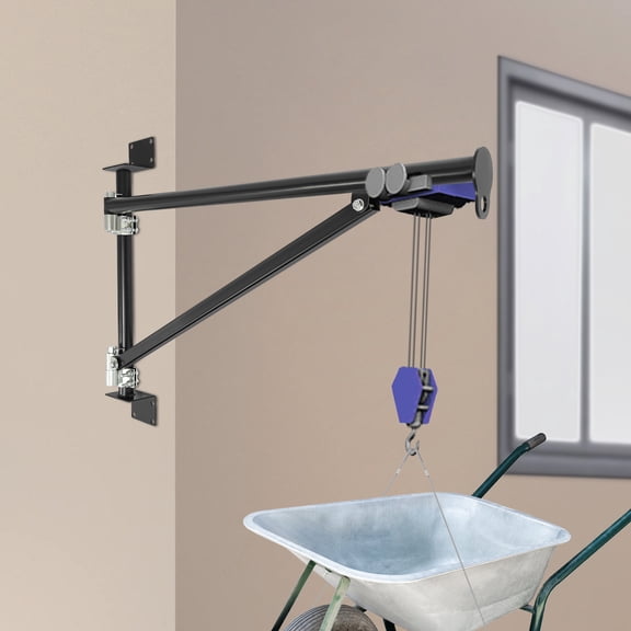 Black Alloy Steel 122*96cm Jib Crane 180-Degree Rotation Bearing 441 Pounds Wall-Mounted Boom Bracket