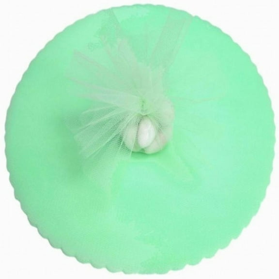 100 Scalloped Tulle Circles 9" Wedding Favor Wrap - Mint Green