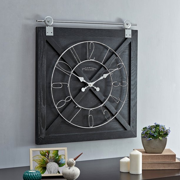FirsTime & Co.® Black Farmstead Barn Door Wall Clock