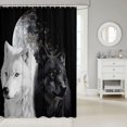 thumbnail image 2 of Black and White Wolf Fabric Shower Curtain for Wolf Lovers Shower Curtain, Moon Wolves Design Bathroom Shower Curtain Sets Adults 3D Digital Animal Bathroom Accessories 72"Wx78"L, 2 of 4