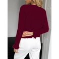 thumbnail image 6 of Womens Button Down Cardigan Sweaters Light-Weight Long Sleeve Crew Neck Summer Knit Open Front Tops Wine Red S, 6 of 7