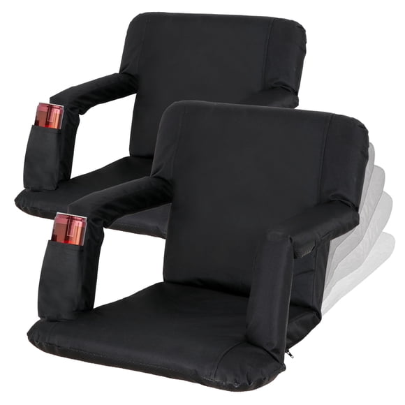 Oteymart Set of 2 Stadium Seats for Bleachers, Reclining Bleacher Chairs with Back Support and Cushion, Waterproof Floor Seats with Armrests for Sport Events Camping Outdoor