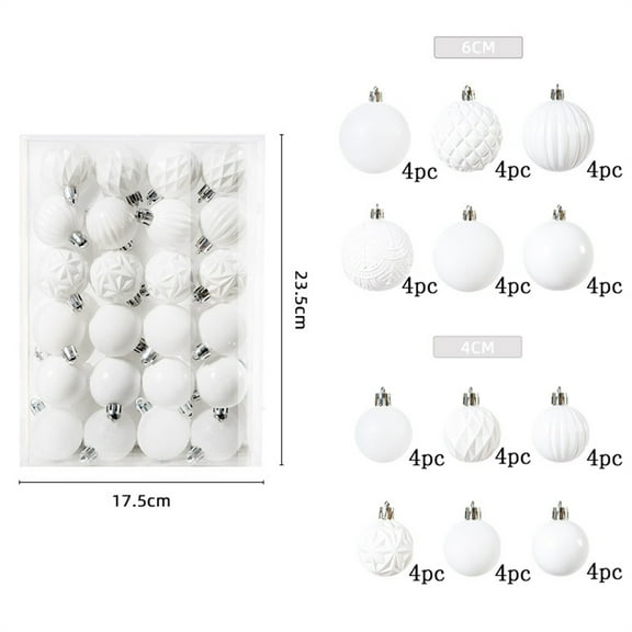 YIKA 48PCS 1.57 Inch Christmas Balls Christmas Tree Bauble Hanging Ornaments Bulk Set For Home Party Tree Full Decor White