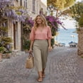 thumbnail image 5 of Linen Capris for Women with Pockets Pull on Petite Long Shorts Dressy Casual Cropped Pant Casual Summer Clothes Khaki L, 5 of 9