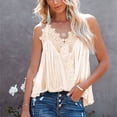 thumbnail image 1 of Camisa sin mangas con tirantes finos de encaje, blusa de espagueti sin mangas con cuello en V y ribete de encaje para mujer Camiseta sin mangas con tirantes finos y ribete de encaje Diseñado con precisión, 1 of 4