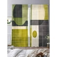 thumbnail image 3 of Abstract Color Block Sheer Curtains for Living Room Bedroom, Light-filtering Sheer Curtain, Green Yelow Geometric Modern Style Rod Pocket Voile Window Treatment Drapes, 52’’Wx84’’L, 2 Panels Set, 3 of 7