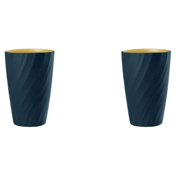 Cateissary Taza de doble capa, tazas portátiles multiusos simples, soporte para cepillo de con dibujos animados para de , regalos para parejas, Azul oscuro 301-400ml 2Conjunto