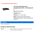 thumbnail image 2 of Left Driver Side Bumper End - Compatible with 2015 - 2016 Honda CR-V, 2 of 2