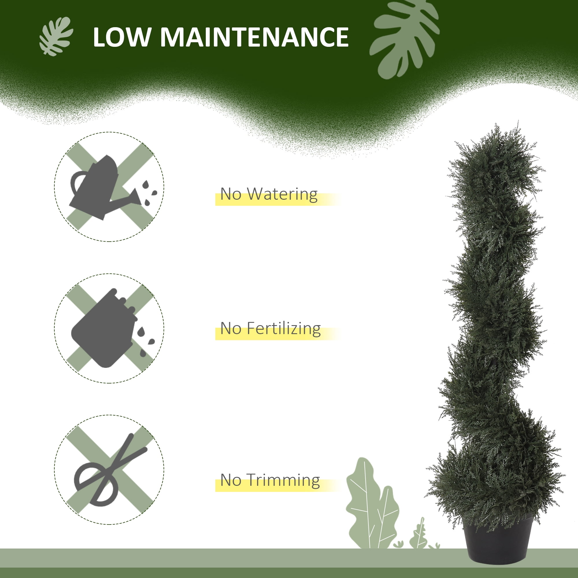 Outsunny 3FT Topiary Artificial Faux Cedar Tree Spiral Fake Plant, Pre-potted & Features High-Quality Detailed Look for Indoor or Outdoor