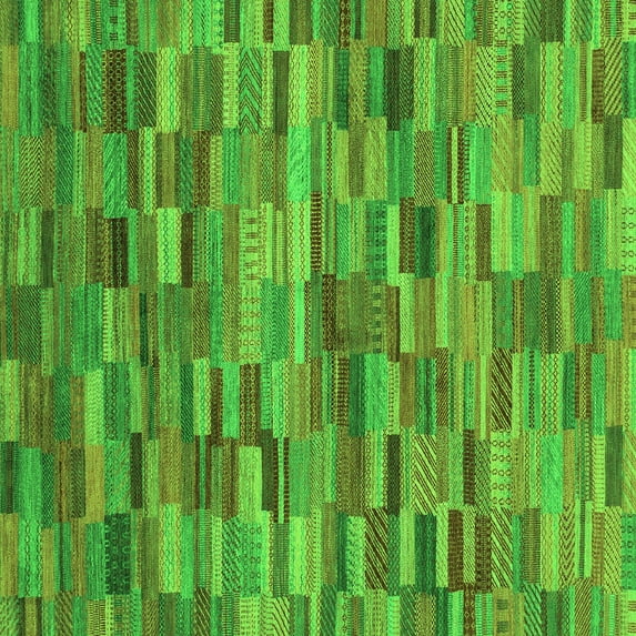 Ahgly Company Indoor Square Abstract Green Modern Area Rugs, 5' Square