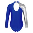 thumbnail image 2 of CHICTRY Kids Girls Long Sleeve Cutout Back Gymnastics Leotard Shiny Rhinestones Dance Gym Exercise Bodysuit Royal Blue 8, 2 of 5